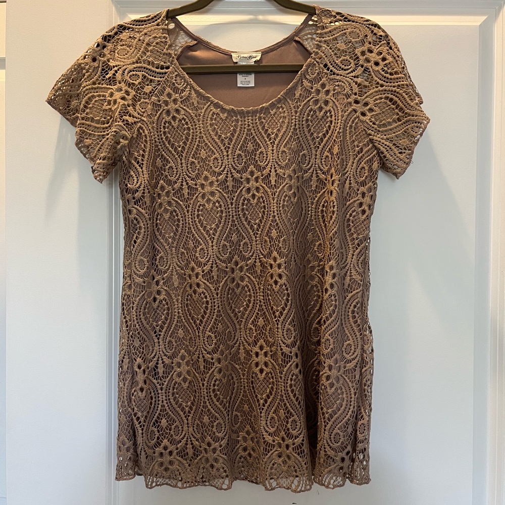 Taupe Embroidered Blouse